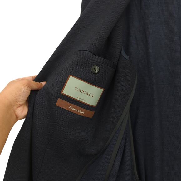 Canali Men US 48 Impeccabile Wool Blend Sports Blazer Blue Micro Check NEW FLAW - Picture 7 of 13